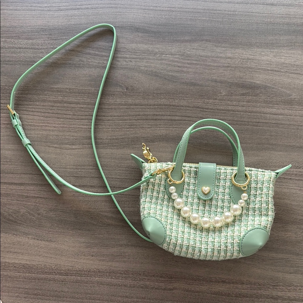 Stoney Clover Lane Green Tweed Pouchette Crossbody